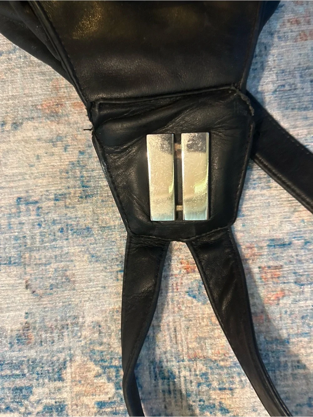 Gorgeous Perlina Black Leather Sling Backpack